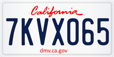 CA license plate 7KVX065