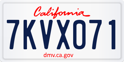 CA license plate 7KVX071