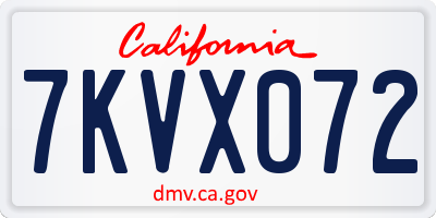 CA license plate 7KVX072