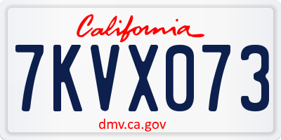 CA license plate 7KVX073
