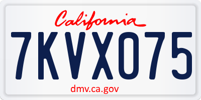 CA license plate 7KVX075