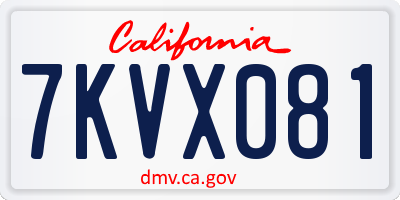 CA license plate 7KVX081