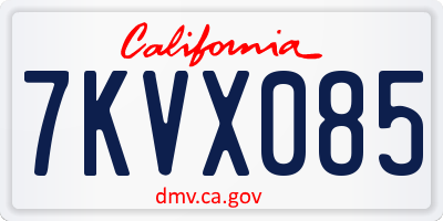 CA license plate 7KVX085