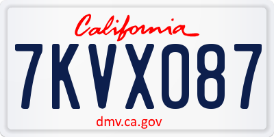 CA license plate 7KVX087