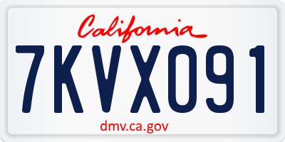 CA license plate 7KVX091