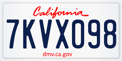 CA license plate 7KVX098