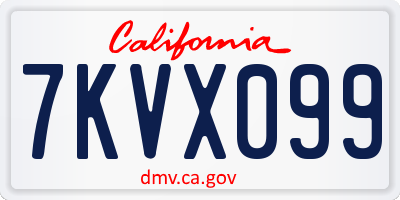 CA license plate 7KVX099