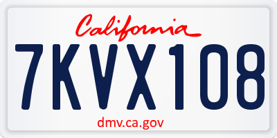 CA license plate 7KVX108
