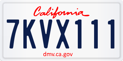 CA license plate 7KVX111