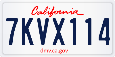 CA license plate 7KVX114