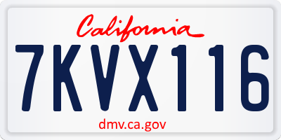 CA license plate 7KVX116