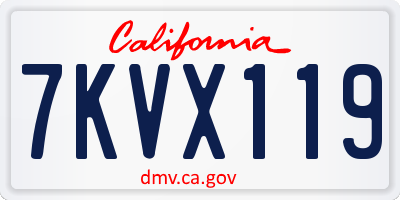 CA license plate 7KVX119
