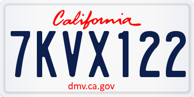 CA license plate 7KVX122