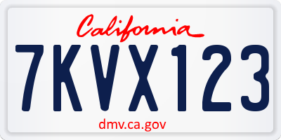 CA license plate 7KVX123