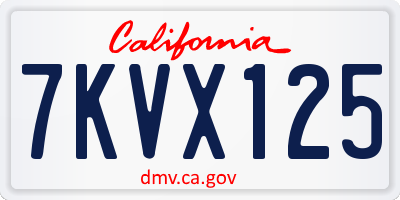 CA license plate 7KVX125
