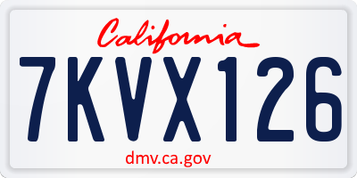 CA license plate 7KVX126