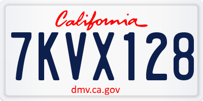 CA license plate 7KVX128