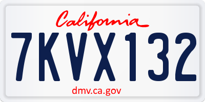 CA license plate 7KVX132