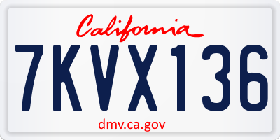 CA license plate 7KVX136