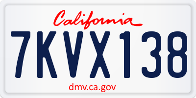 CA license plate 7KVX138