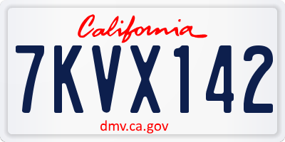 CA license plate 7KVX142