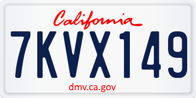 CA license plate 7KVX149