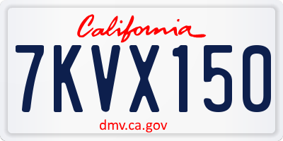CA license plate 7KVX150