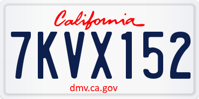 CA license plate 7KVX152