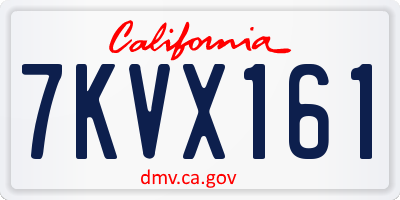 CA license plate 7KVX161