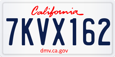 CA license plate 7KVX162