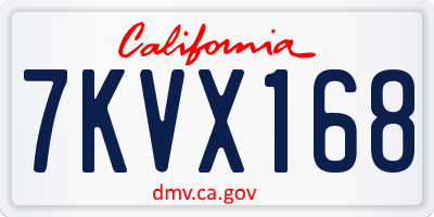 CA license plate 7KVX168