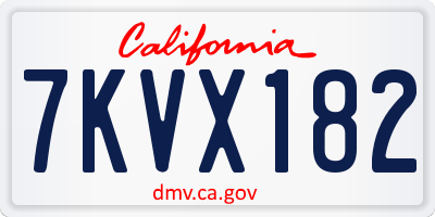 CA license plate 7KVX182