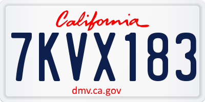 CA license plate 7KVX183