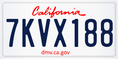 CA license plate 7KVX188