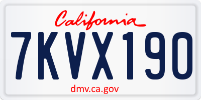 CA license plate 7KVX190
