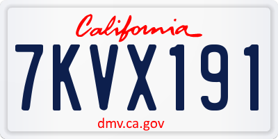 CA license plate 7KVX191