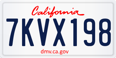 CA license plate 7KVX198