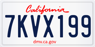 CA license plate 7KVX199