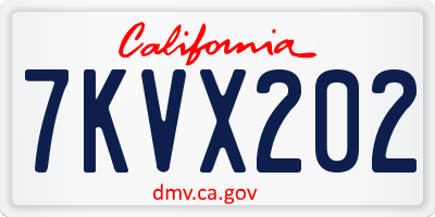 CA license plate 7KVX202