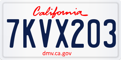 CA license plate 7KVX203