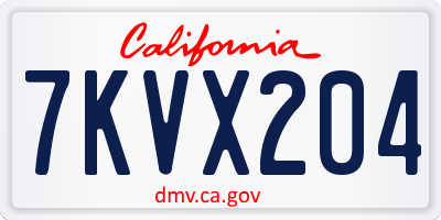 CA license plate 7KVX204