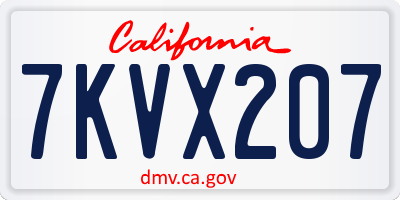 CA license plate 7KVX207