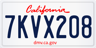 CA license plate 7KVX208