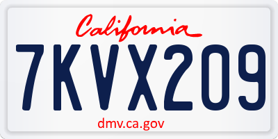 CA license plate 7KVX209
