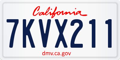 CA license plate 7KVX211