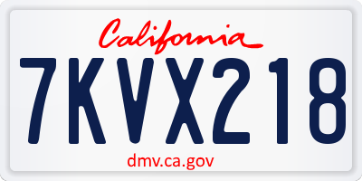 CA license plate 7KVX218
