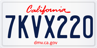 CA license plate 7KVX220