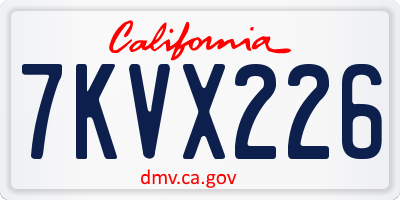 CA license plate 7KVX226