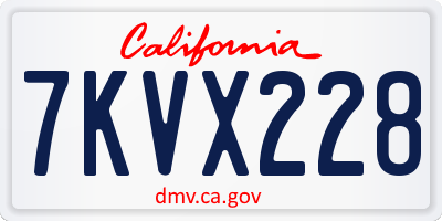 CA license plate 7KVX228