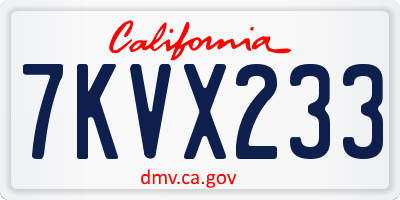 CA license plate 7KVX233